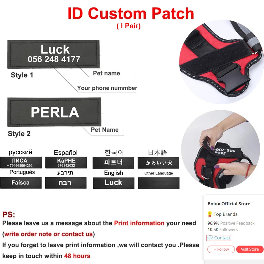 Personalized No-Pull Dog Harness – Reflective & Comfy for All Breeds